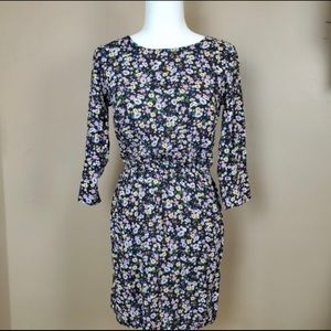 H&M Crew Neckline Black Floral Print Dress NWT